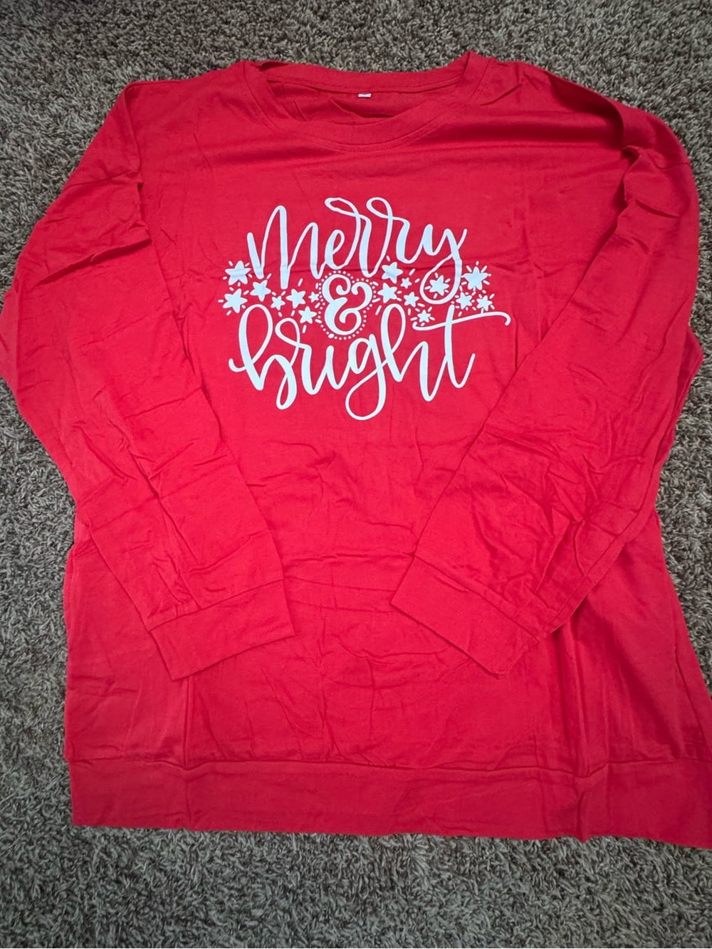Red "Merry & Bright" Long Sleeve Holiday Tee
